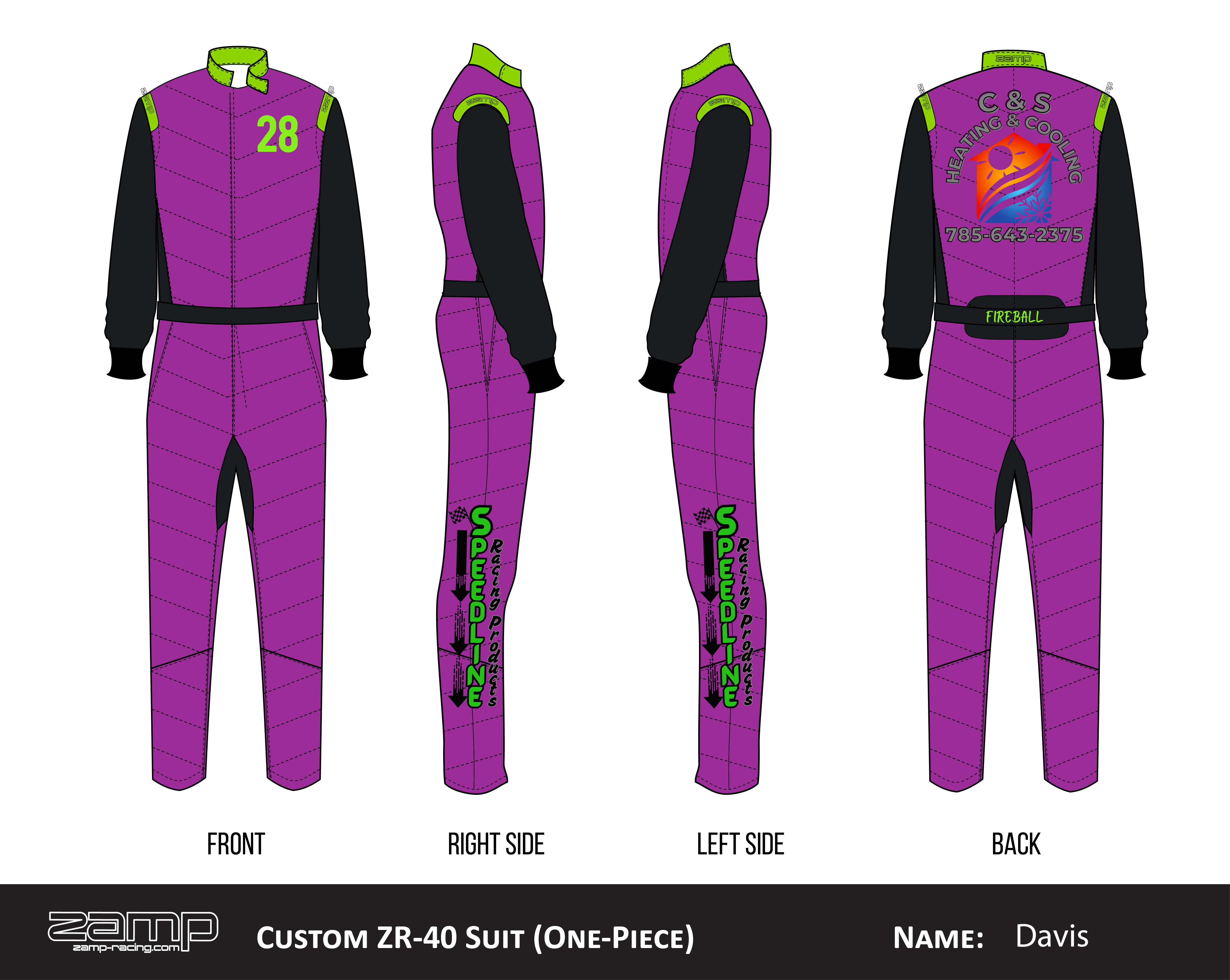 Custom Zamp racing suit