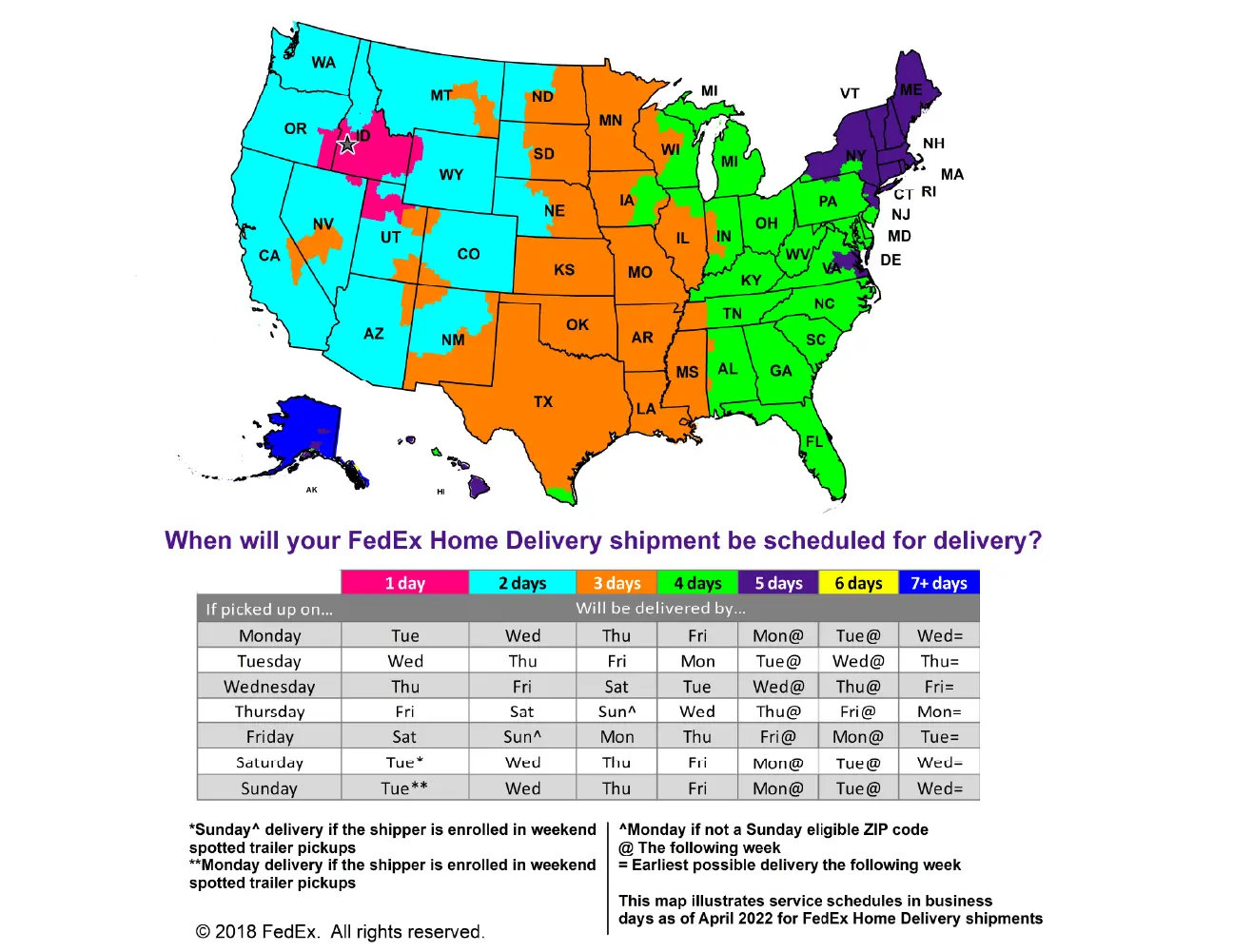 FedEx Ground Service Map